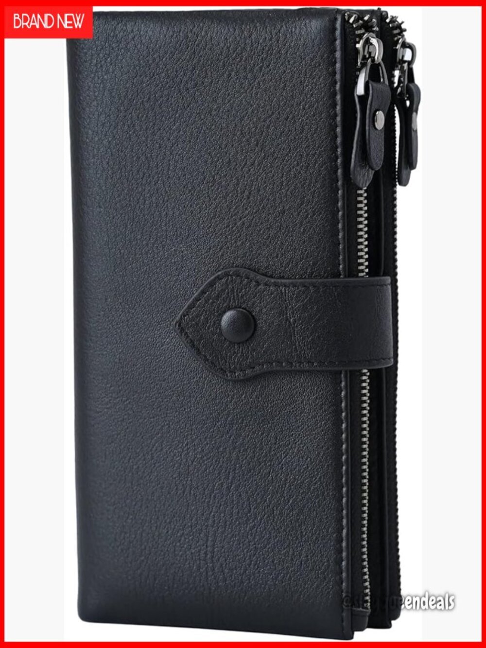 Slim RFID Blocking Leather Bifold Wallet with Double Zipper Pocket